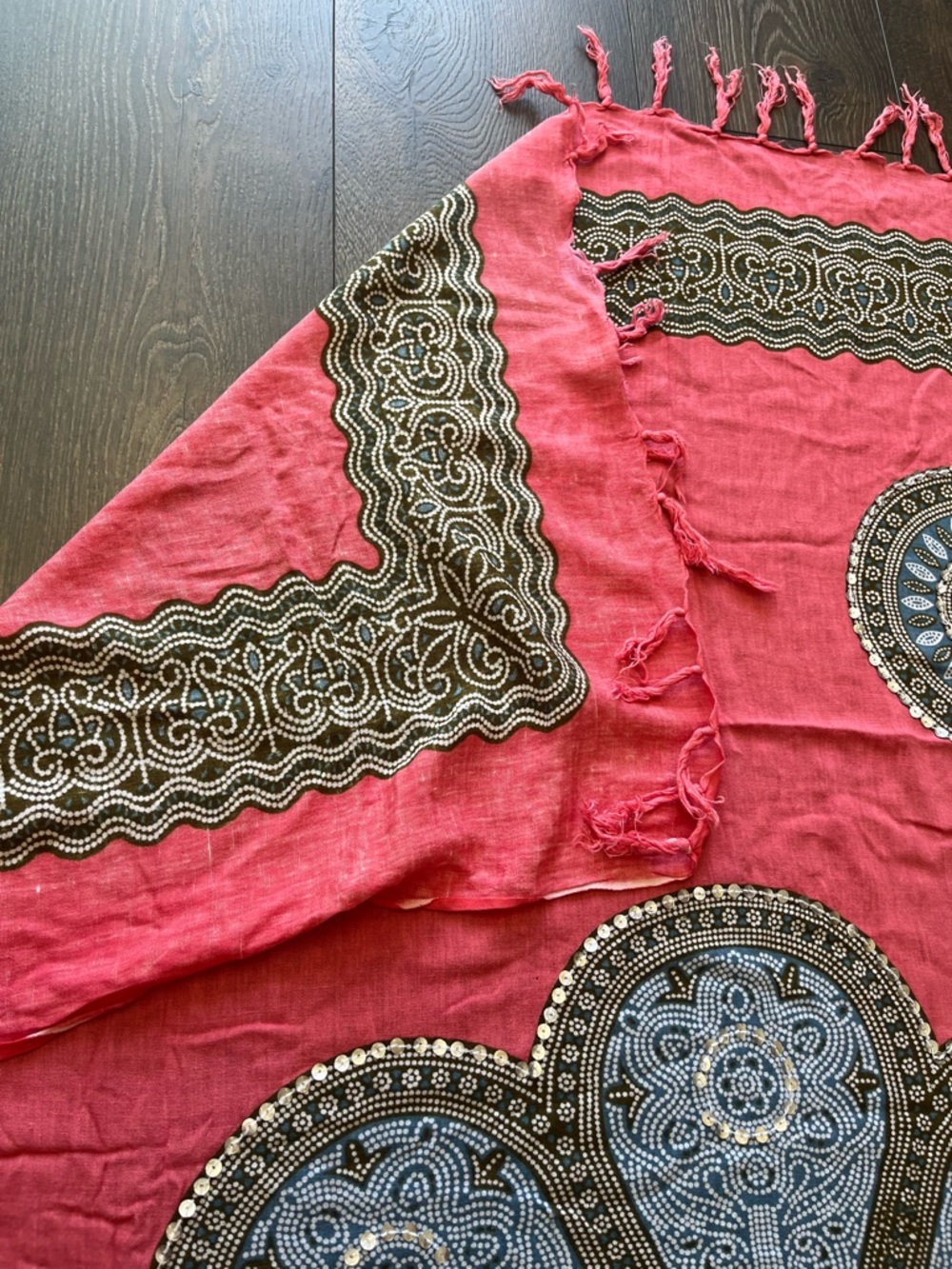 Pink Sequin Boho Scarf - Picture 6 of 8